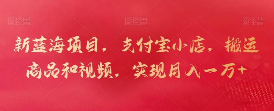 新蓝海项目，支付宝小店，搬运商品和视频，实现月入一万+【揭秘】-俗人圈网创