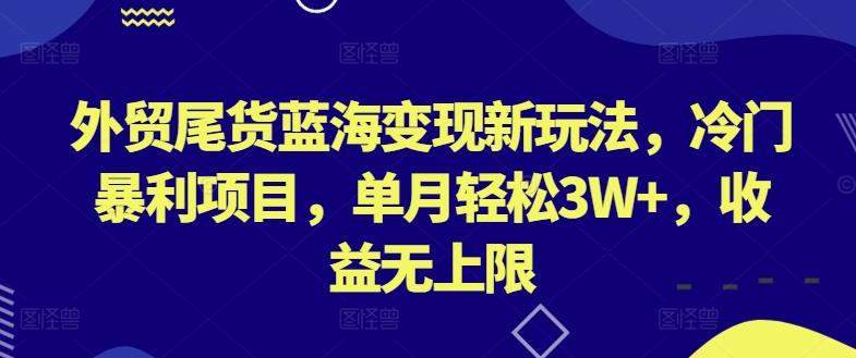 外贸尾货蓝海变现新玩法，冷门暴利项目，单月轻松3W+，收益无上限【揭秘】-俗人圈网创