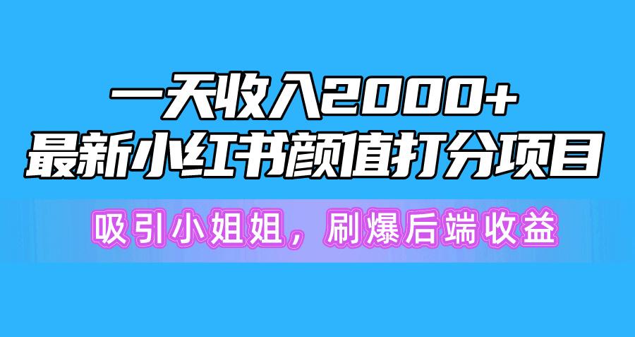 一天收入2000+,最新小红书颜值打分项目,吸引小姐姐,刷爆后端收益-俗人圈网创
