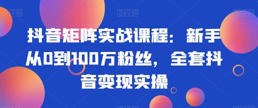 抖音矩阵实战课程：新手从0到100万粉丝，全套抖音变现实操-俗人圈网创