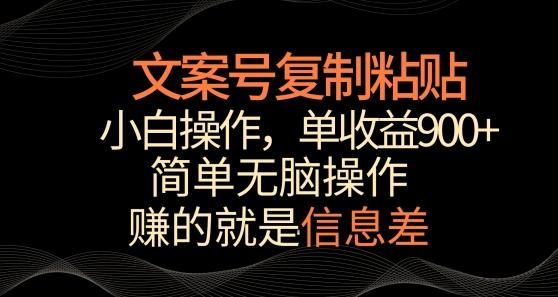文案号掘金，简单复制粘贴，小白操作，单作品收益900+【揭秘】-俗人圈网创