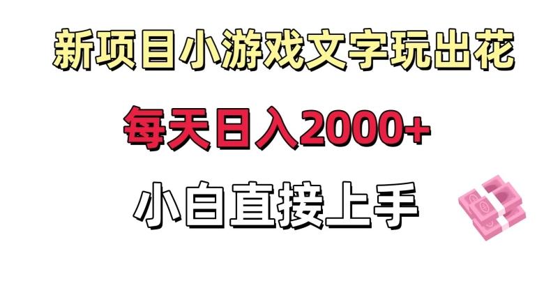新项目小游戏文字玩出花日入2000+，每天只需一小时，小白直接上手【揭秘】-俗人圈网创