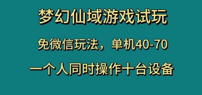 梦幻仙域游戏试玩，免微信玩法，单机40-70，一个人同时操作十台设备【揭秘】-俗人圈网创
