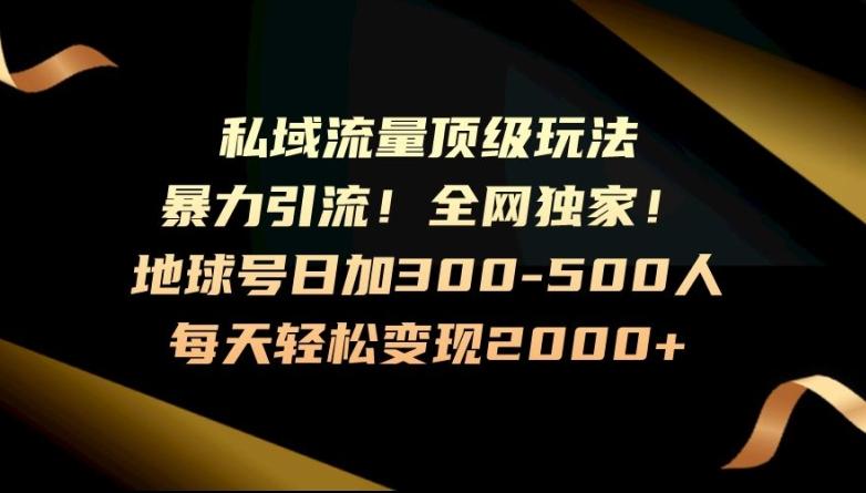 暴力引流，全网独家，地球号日加300-500人，私域流量顶级玩法，每天轻松变现2000+-俗人圈网创