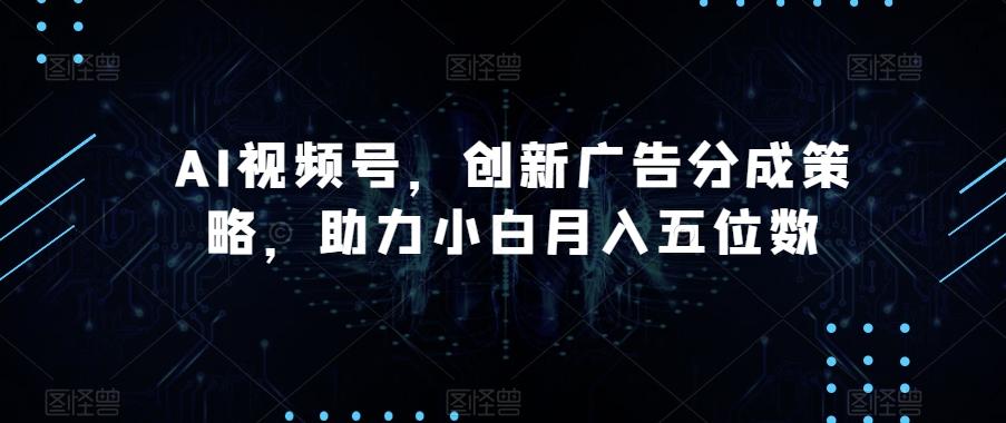 AI视频号，创新广告分成策略，助力小白月入五位数【揭秘】-俗人圈网创
