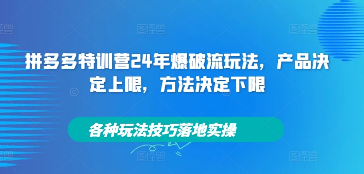 拼多多特训营24年爆破流玩法，产品决定上限，方法决定下限，各种玩法技巧落地实操-俗人圈网创