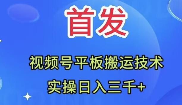 全网首发：视频号平板搬运技术，实操日入三千＋-俗人圈网创
