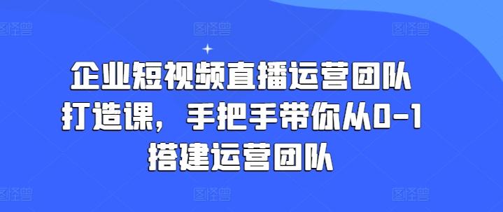 企业短视频直播运营团队打造课，手把手带你从0-1搭建运营团队-俗人圈网创