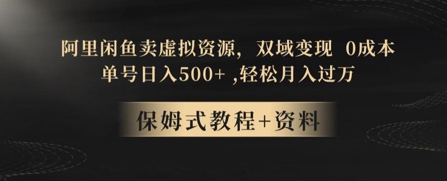 阿里闲鱼卖虚拟资源，双域变现，0成本，日入500+，轻松月入过万-俗人圈网创