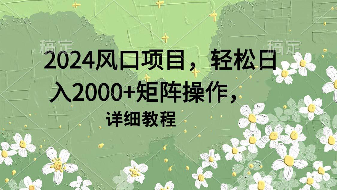 (9652期)2024风口项目，轻松日入2000+矩阵操作，详细教程-俗人圈网创