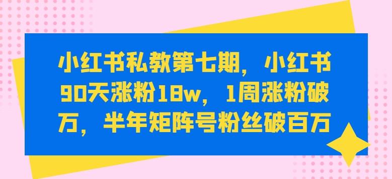 小红书私教第七期，小红书90天涨粉18w，1周涨粉破万，半年矩阵号粉丝破百万-俗人圈网创