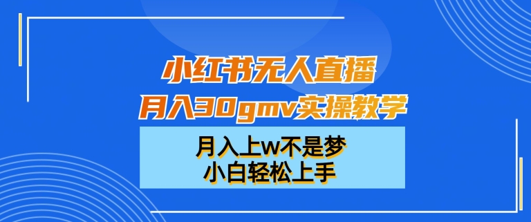 小红书无人直播月入30gmv实操教学,月入上w不是梦,小白轻松上手【揭秘】-俗人圈网创