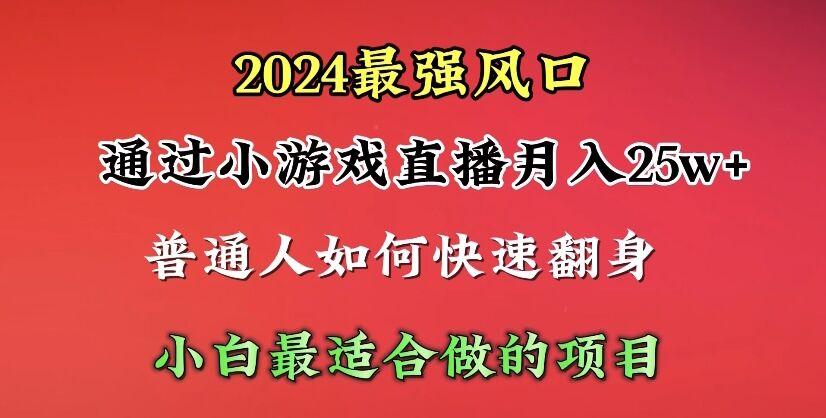 (10020期)2024年最强风口，通过小游戏直播月入25w+单日收益5000+小白最适合做的项目-俗人圈网创