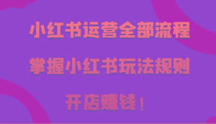 小红书运营全部流程，掌握小红书玩法规则，开店赚钱！-俗人圈网创