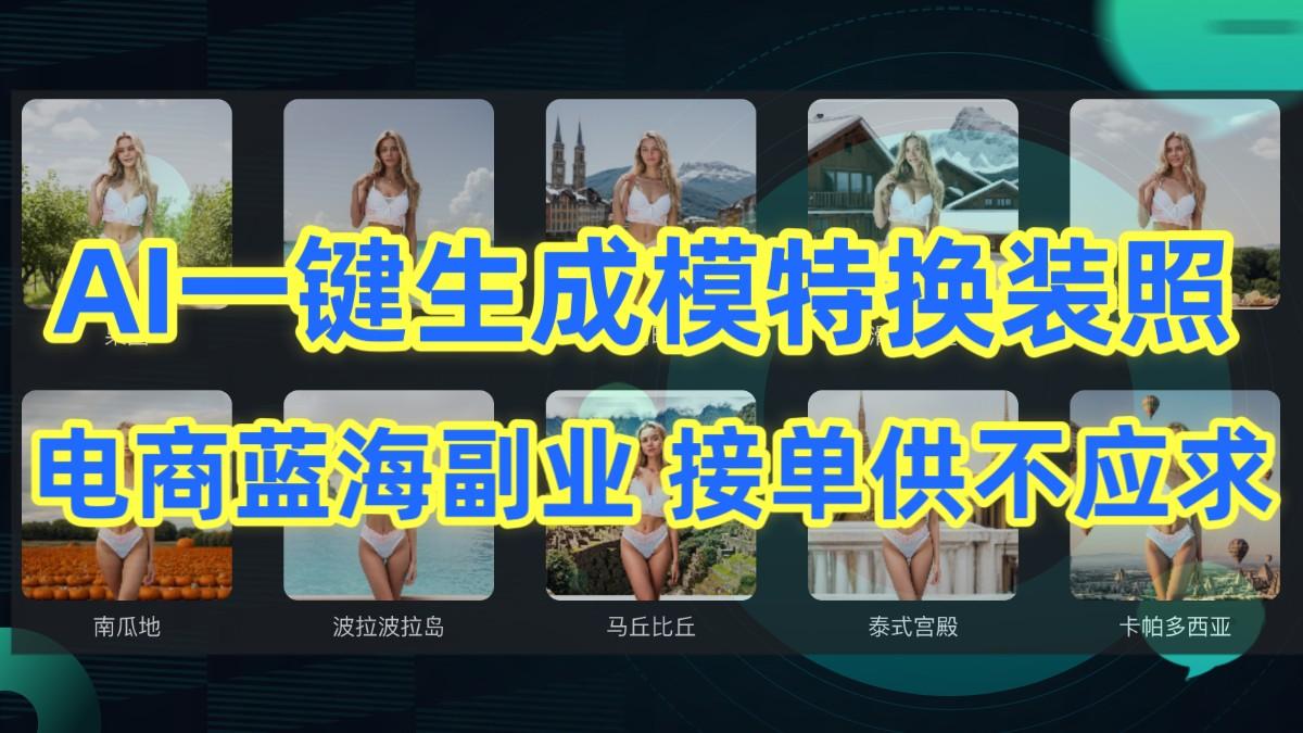 AI制作一键生成模特换装照,电商蓝海副业,接单供不应求-俗人圈网创