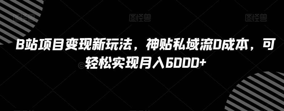 B站项目变现新玩法，神贴私域流0成本，可轻松实现月入6000+【揭秘】-俗人圈网创