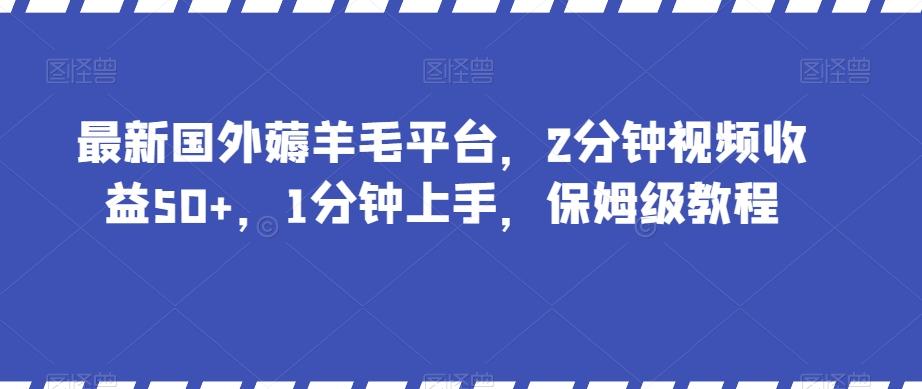 最新国外薅羊毛平台,2分钟视频收益50+,1分钟上手,保姆级教程【揭秘】