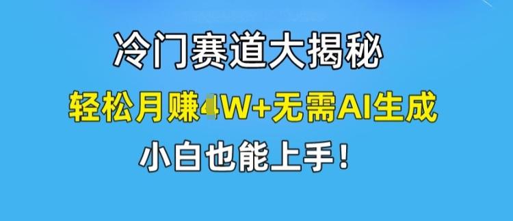 冷门赛道大揭秘，轻松月赚1W+无需AI生成，小白也能上手【揭秘】-俗人圈网创