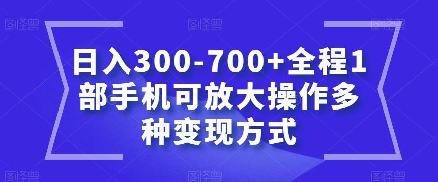 日入300-700+全程1部手机可放大操作多种变现方式【揭秘】-俗人圈网创