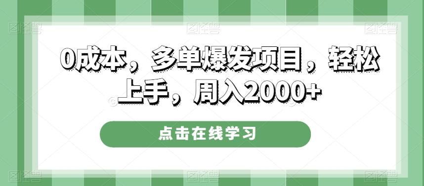 0成本，多单爆发项目，轻松上手，周入2000+-俗人圈网创