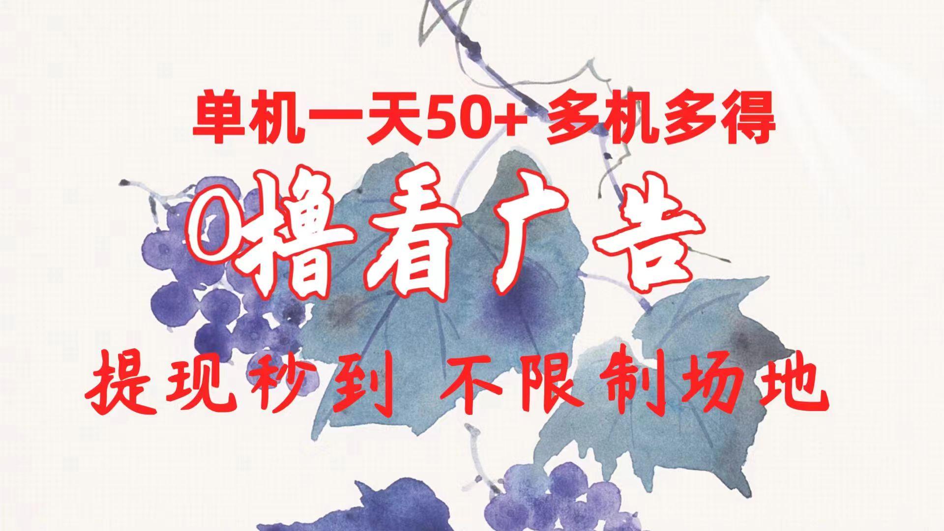 0撸看广告 单机一天50+多机多得 提现秒到 不限制场地操作-俗人圈网创