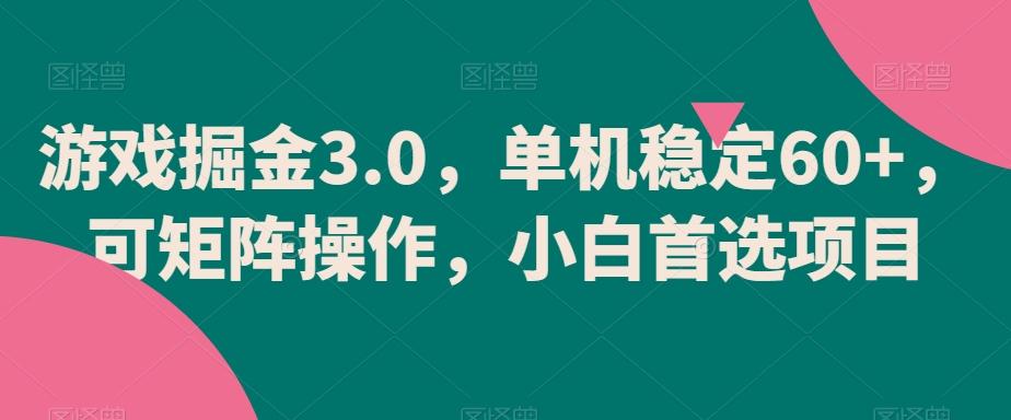 游戏掘金3.0，单机稳定60+，可矩阵操作，小白首选项目【揭秘】-俗人圈网创