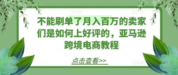 不能刷单了月入百万的卖家们是如何上好评的,亚马逊跨境电商教程-俗人圈网创