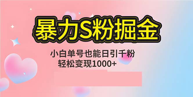 单人单机日引千粉，变现1000+，S粉流量掘金计划攻略-俗人圈网创
