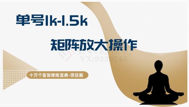 十万个富翁修炼宝典15.单号1k-1.5k，矩阵放大操作-俗人圈网创
