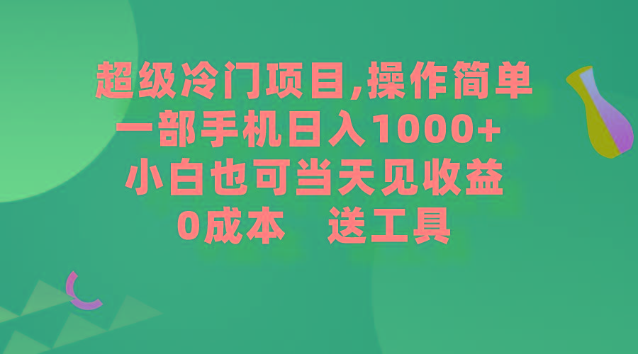 (9291期)超级冷门项目,操作简单，一部手机轻松日入1000+，小白也可当天看见收益-俗人圈网创
