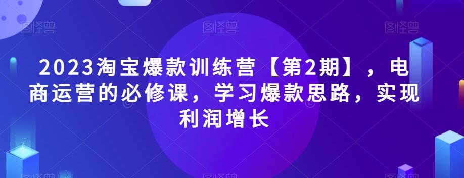 2023淘宝爆款训练营【第2期】，电商运营的必修课，学习爆款思路，实现利润增长-俗人圈网创
