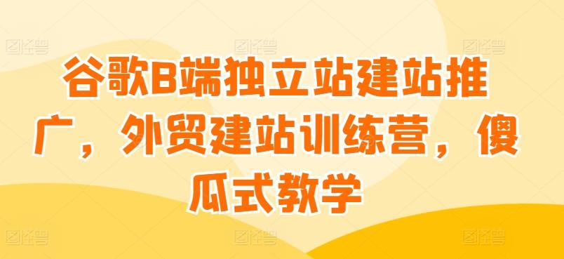 谷歌B端独立站建站推广，外贸建站训练营，傻瓜式教学-俗人圈网创