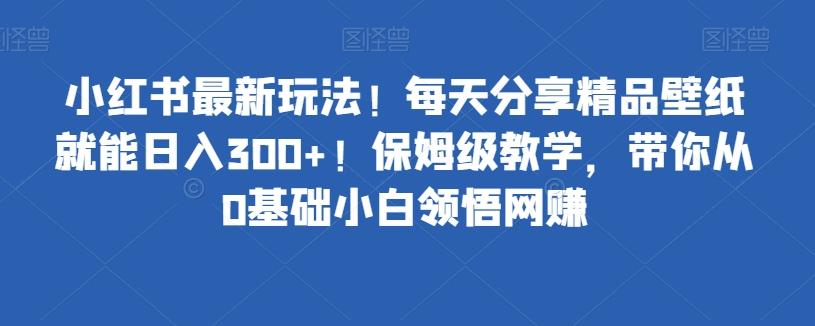 小红书最新玩法!每天分享精品壁纸就能日入300+!保姆级教学,带你从0基础小白领悟网赚